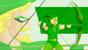 A cool cartoon art of Green Arrow