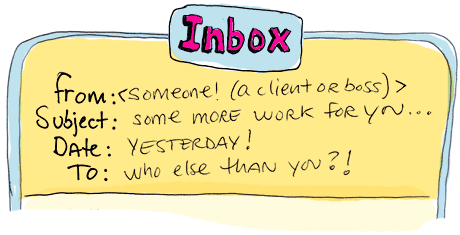 a cartoon illustration of an email inbox