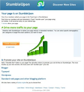 creating a campaign page for StumbleUpon