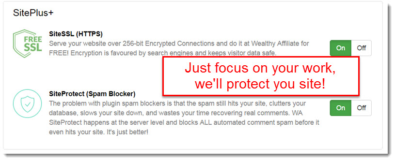 The new SiteProtect feature at wealthy Affiliate