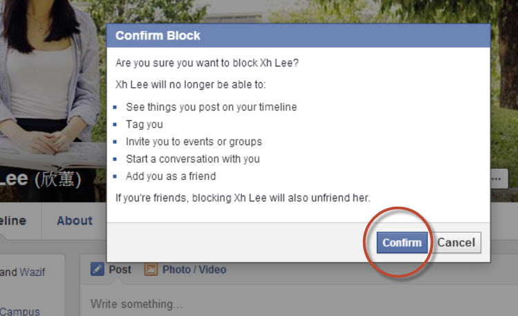 blocking someone on Facebook
