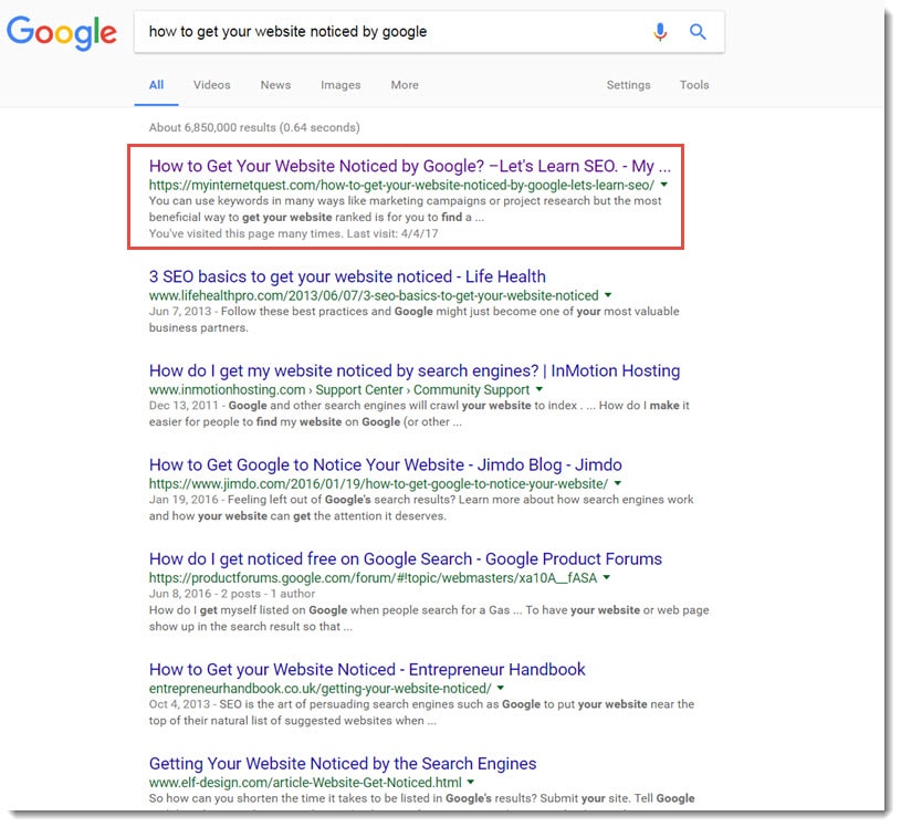 how to get your website noticed by google search results-min