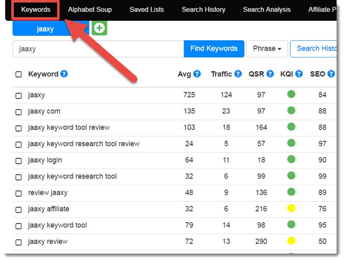 jaaxy keyword search tool