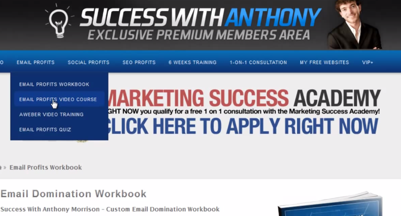 Success with anthony member's area