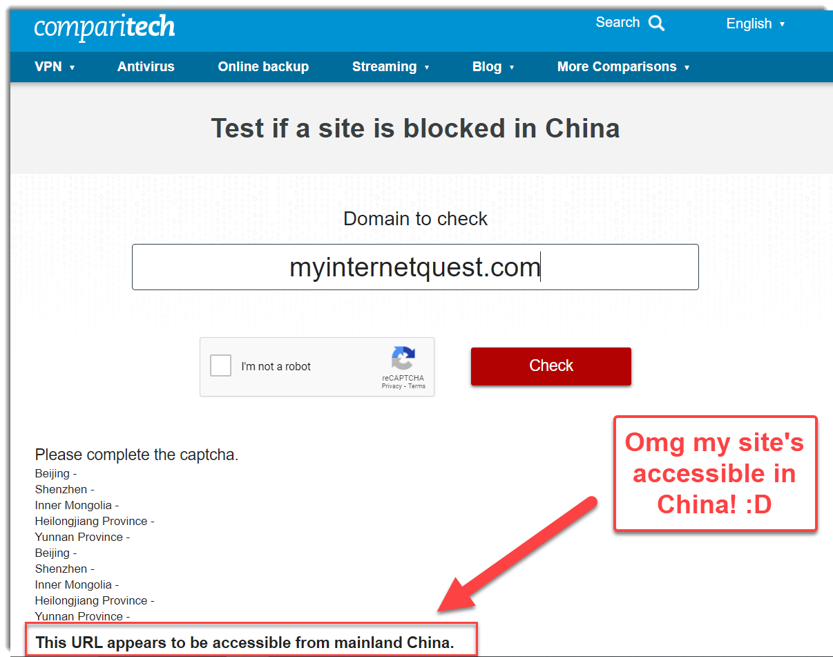 My Internet Quest accessible in China