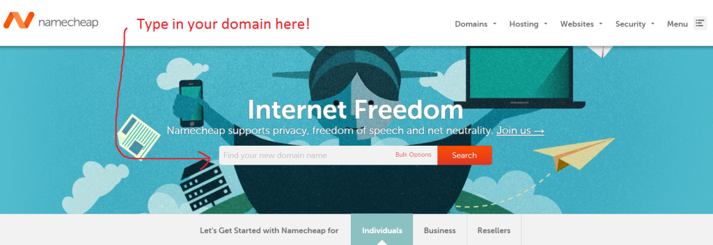 Namecheap home page