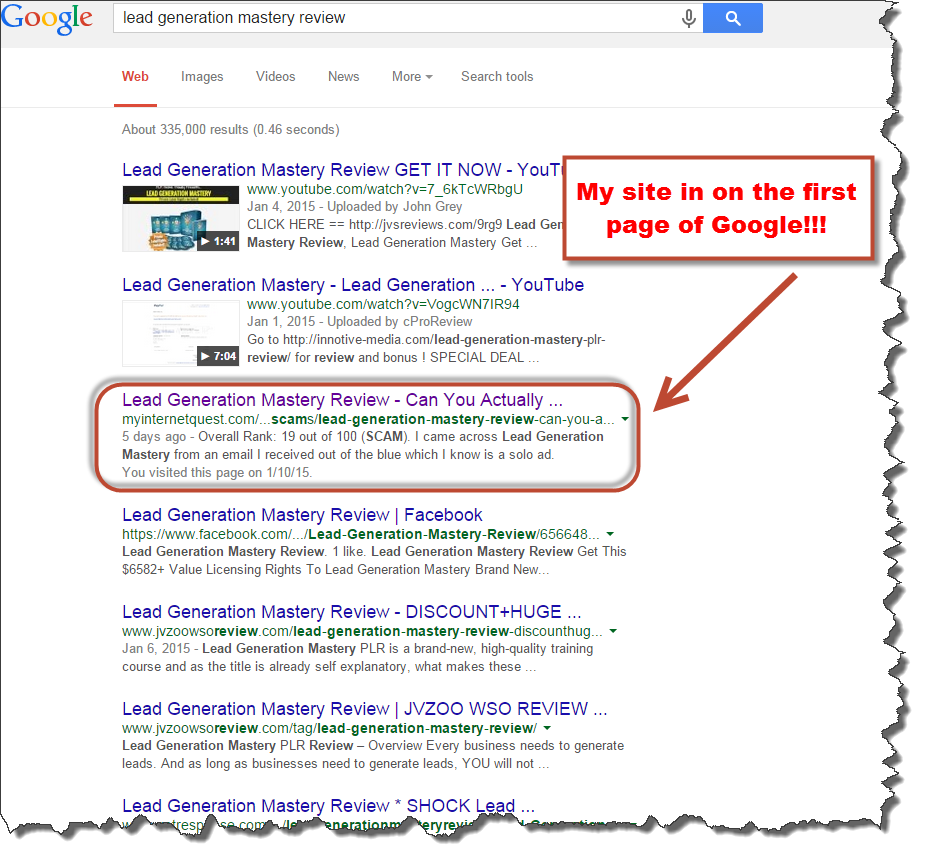 google search results for Lead generation review