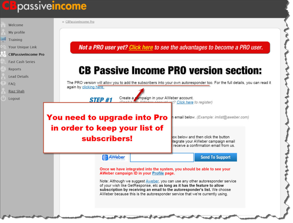 CB Passive income Pro upgrade offer