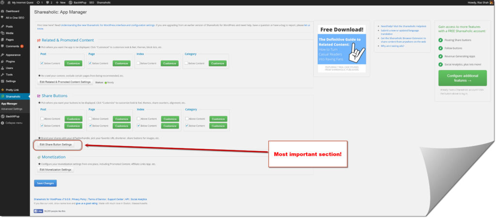 Shareholic dashboard