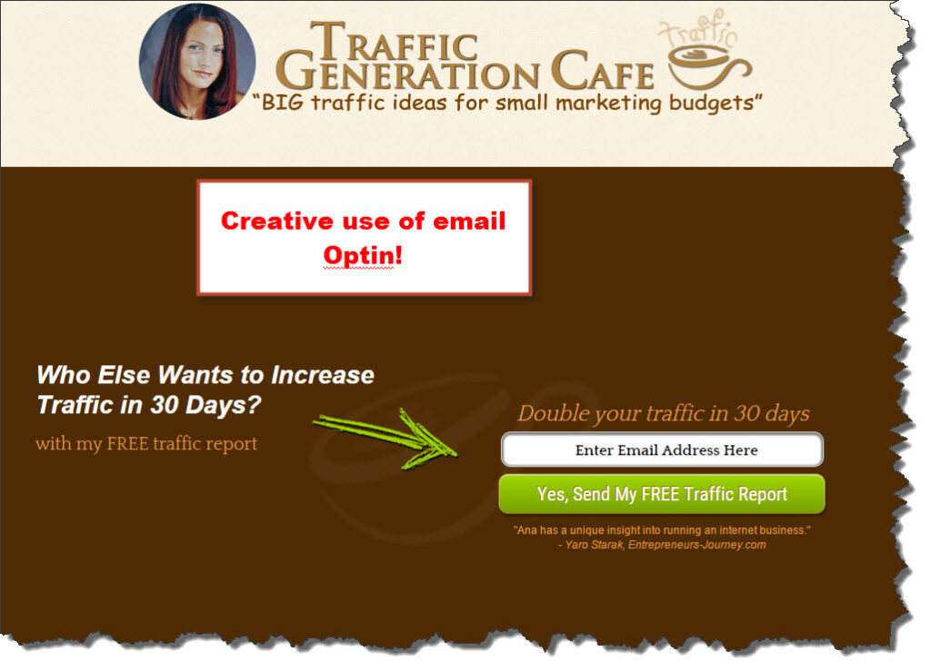 Traffic Generation Cafe's email optin