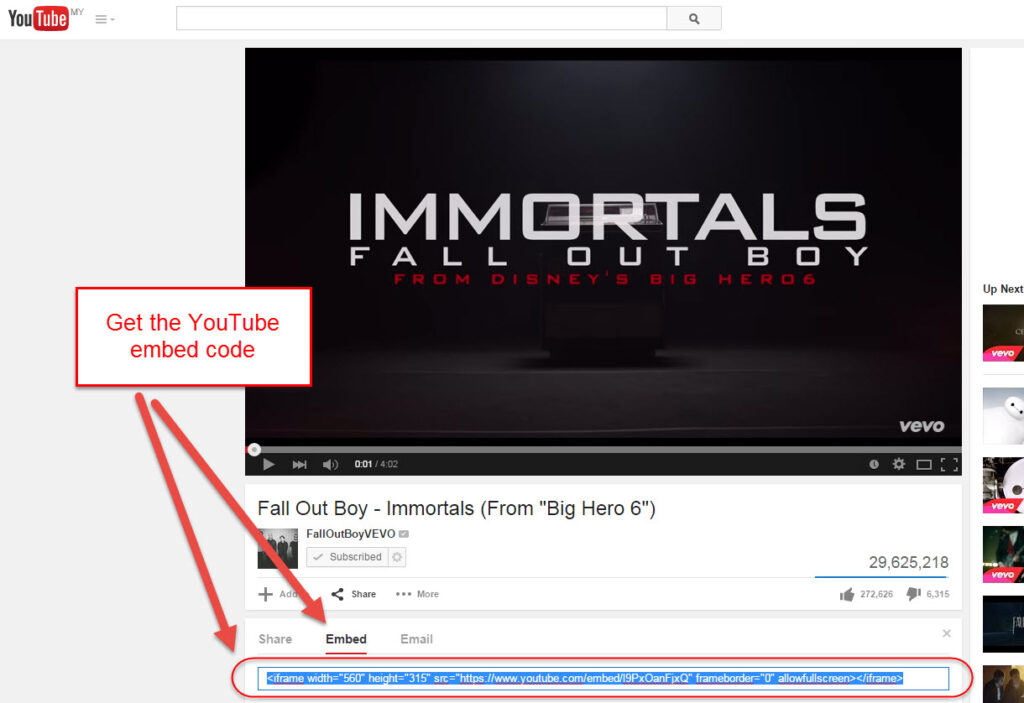 Get the YouTube embed code