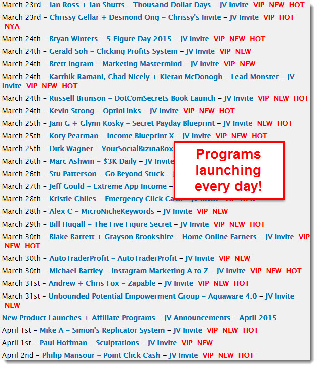 list of programs launching