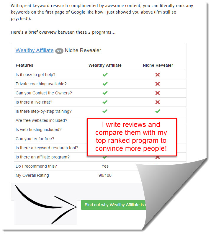comparing niche revealer to wealthy affiliate