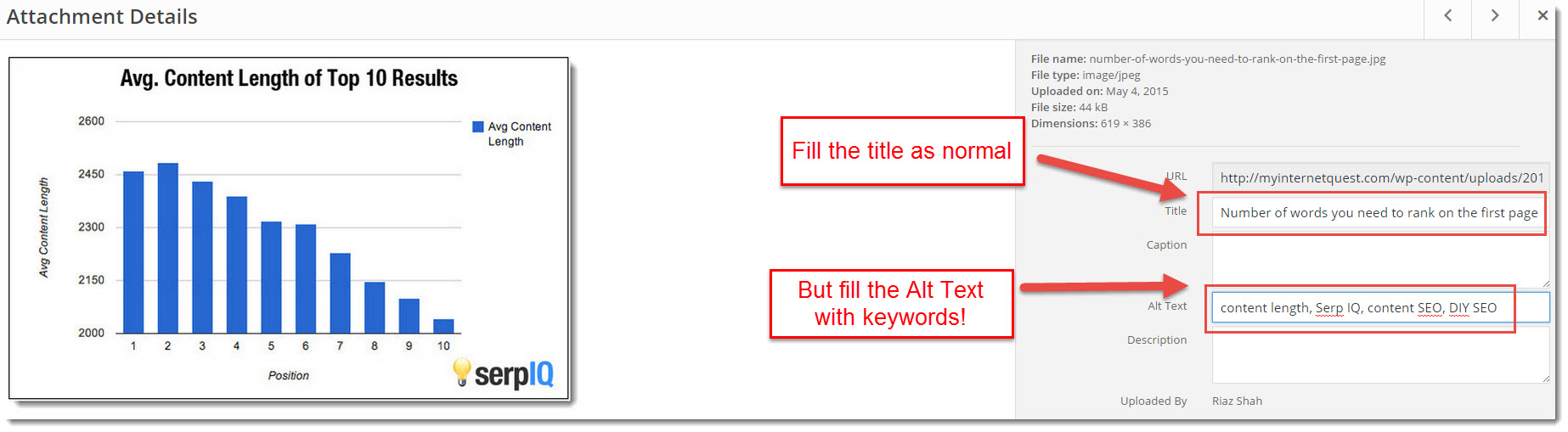 how to fill in alt text