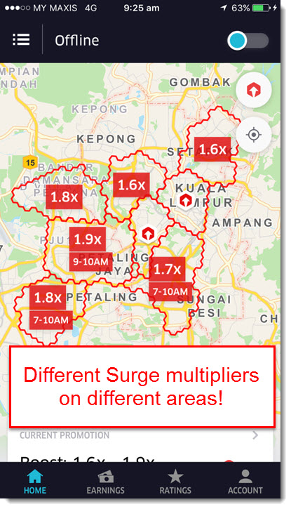 uber surges in KL