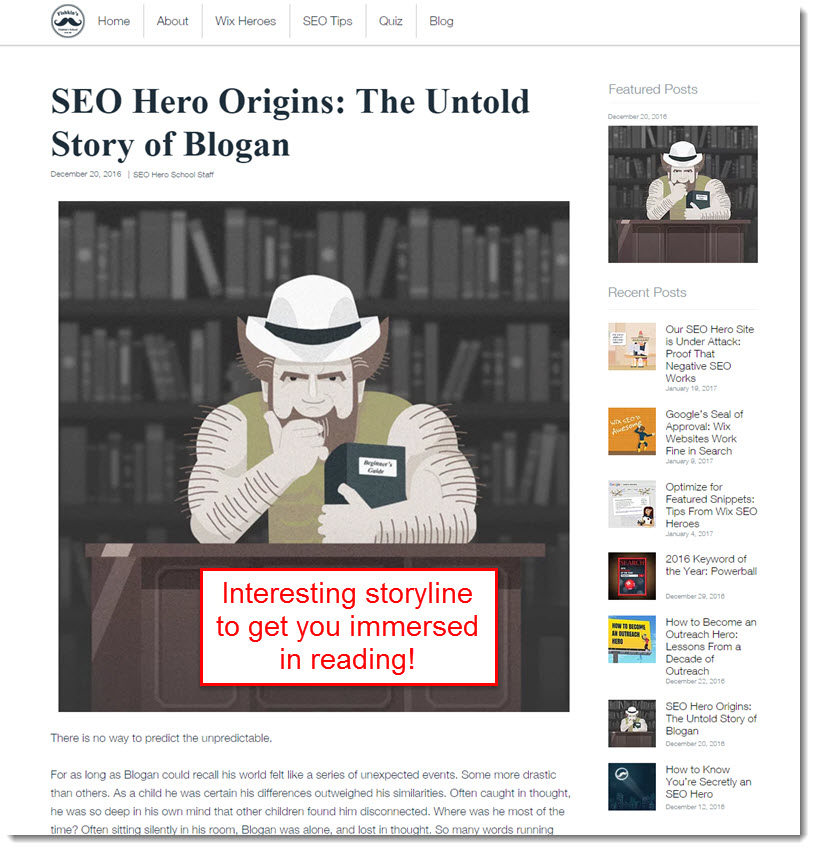 Comical blogging style by Wix