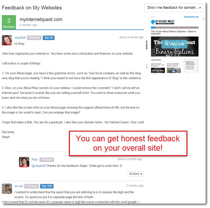 sitefeedback feature wealthy affiliate-min