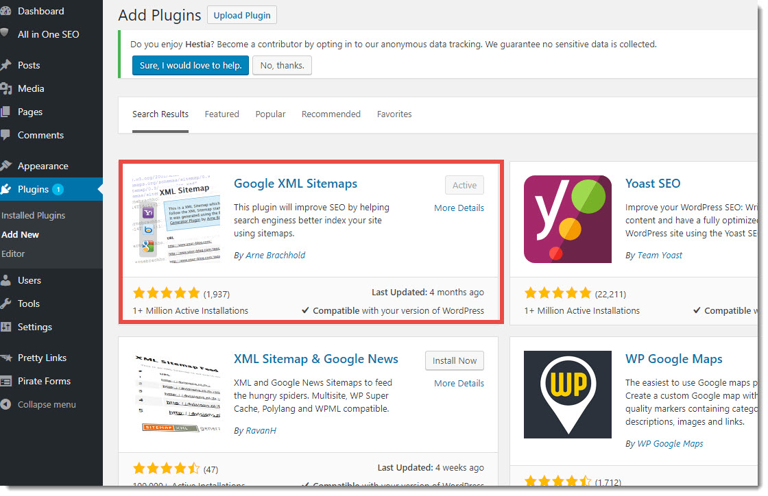 Google XML Sitemaps plugin on WordPress