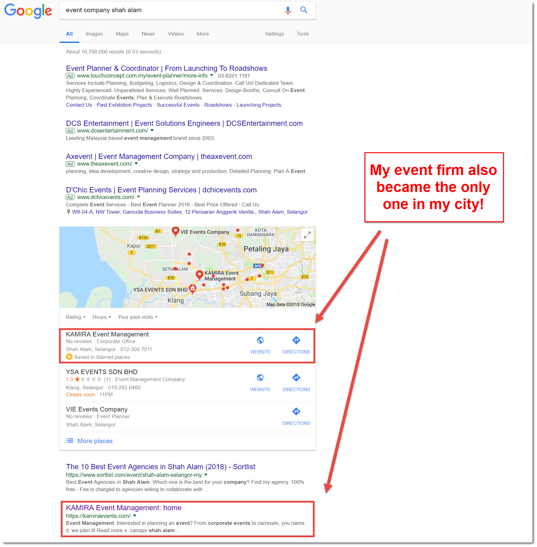 event company shah alam google search results