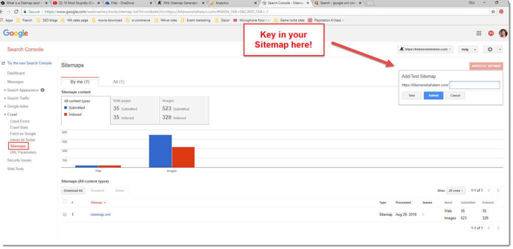 submitting sitemap to Google webmasters