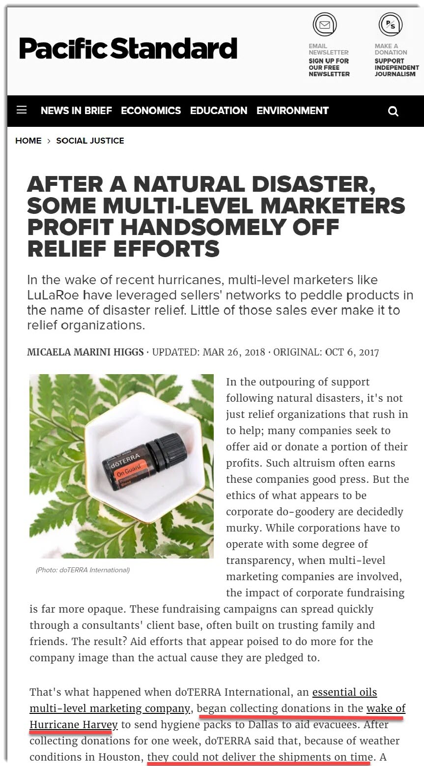 doterra stole charity money on the PAcific STandrd