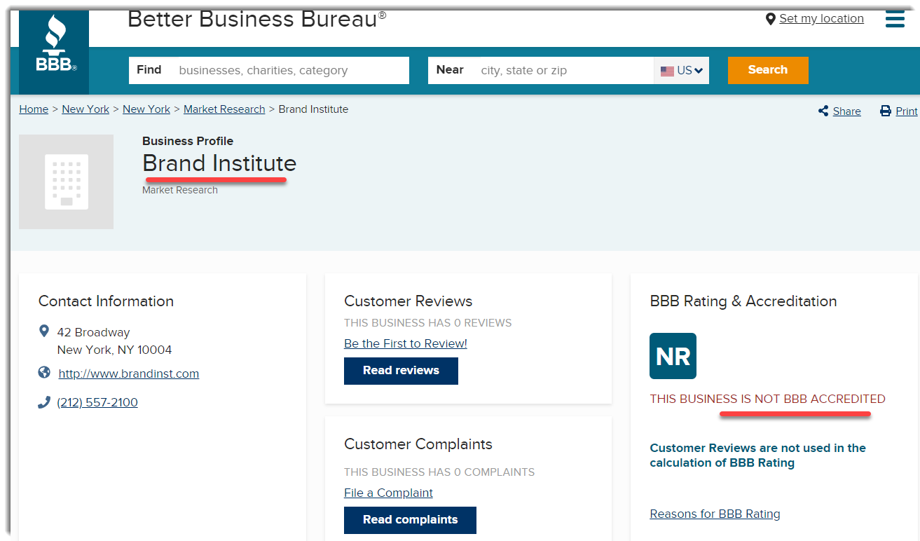 BI not BBB accredited
