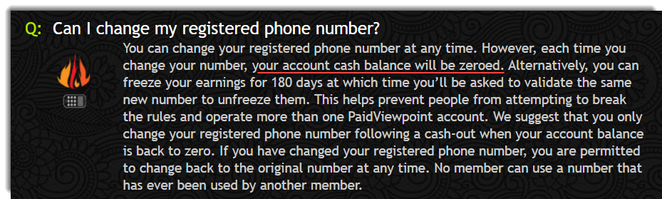 Account will be zeroed when you change your phone number Paidviewpoint