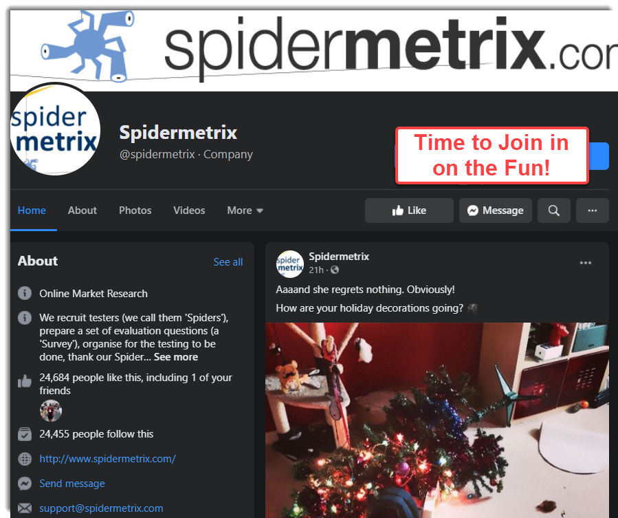 Facebook Page of SpiderMetrix