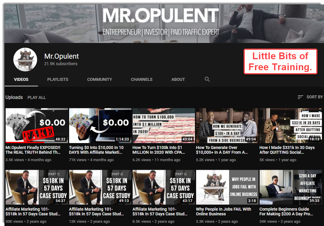 Mr Opulent YouTube page