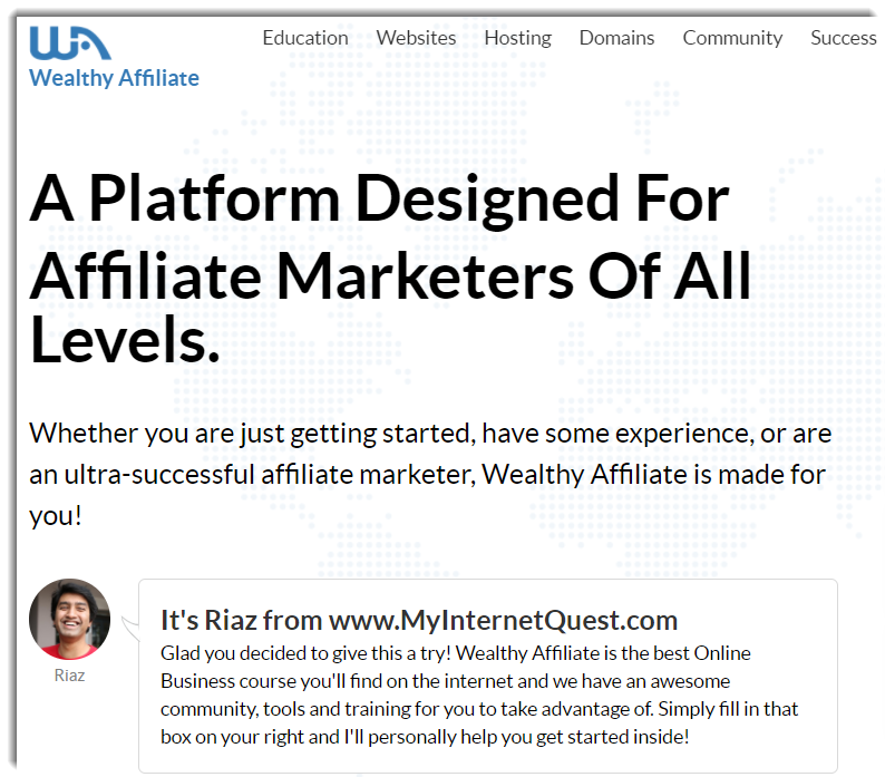 Wealthy Affiliate Home Page 2020