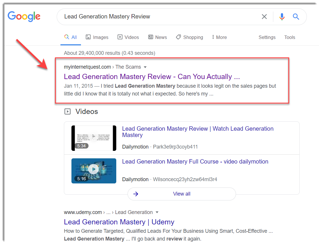 lead generation mastery on Google search