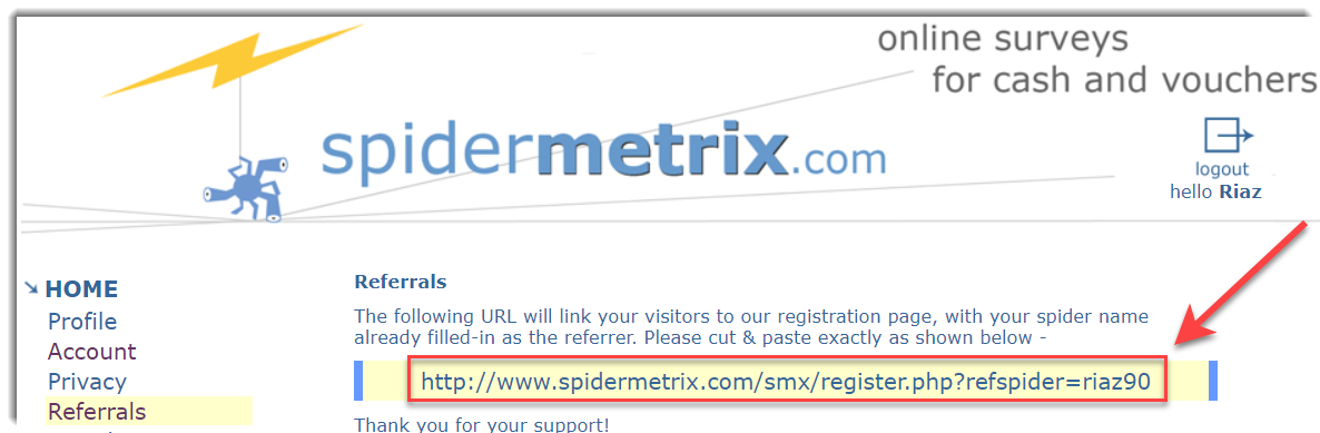 referral link spidermetrix